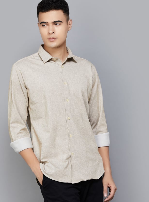 V DOT Knitted Slim Fit Shirt
