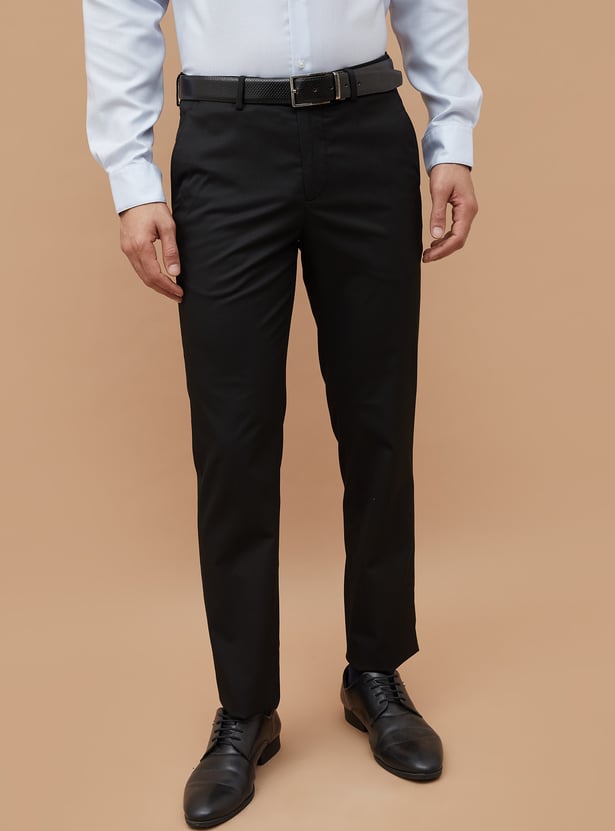 CODE Solid Slim Tapered Formal Trousers