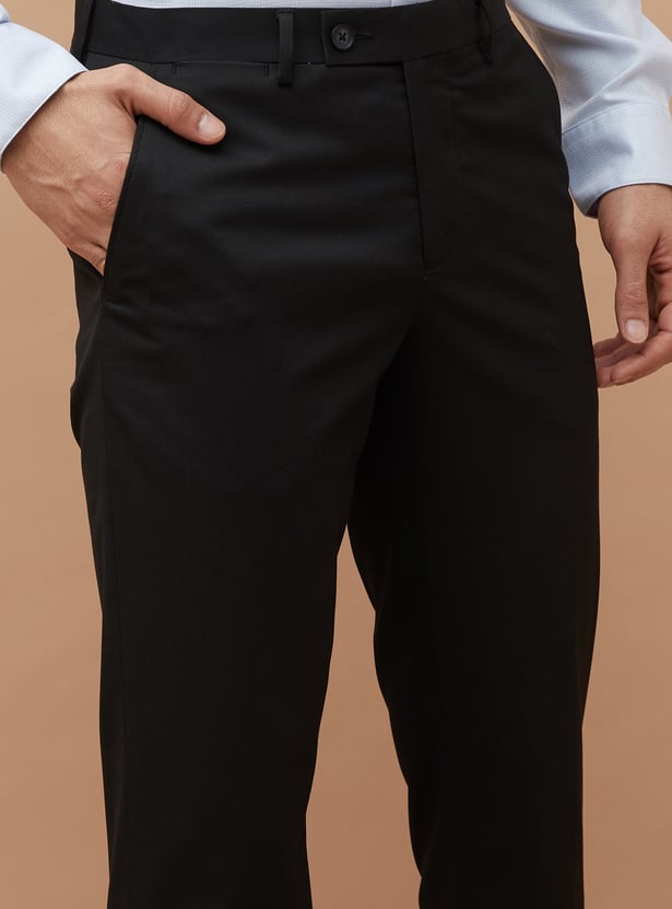 CODE Solid Slim Tapered Formal Trousers