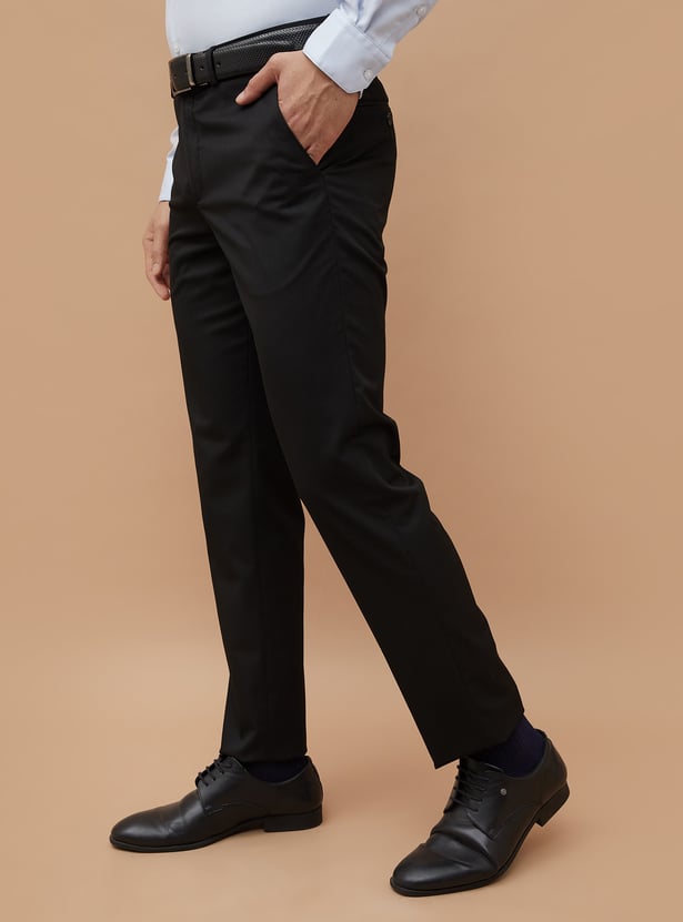 CODE Solid Slim Tapered Formal Trousers