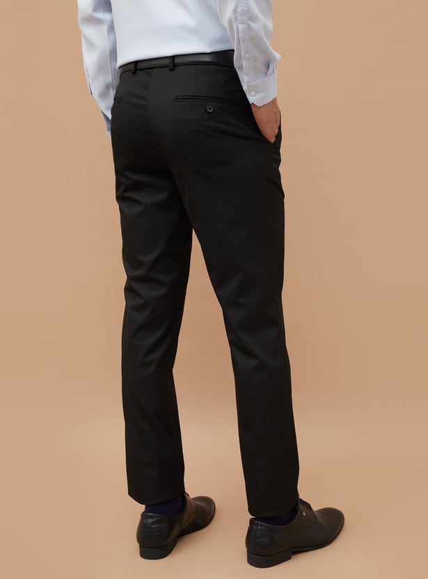 CODE Solid Slim Tapered Formal Trousers