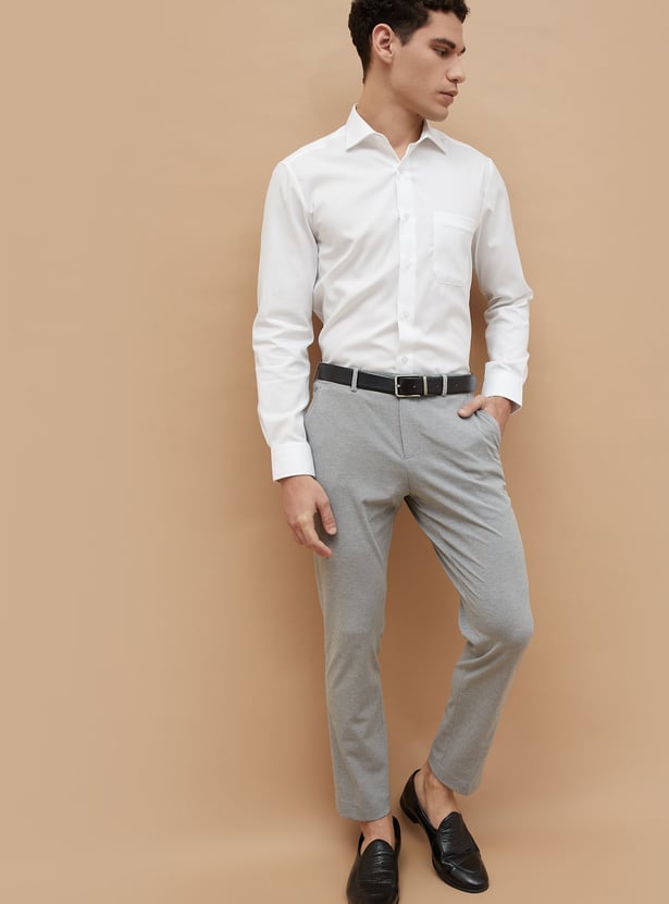 CODE Textured Super Slim Formal Trousers