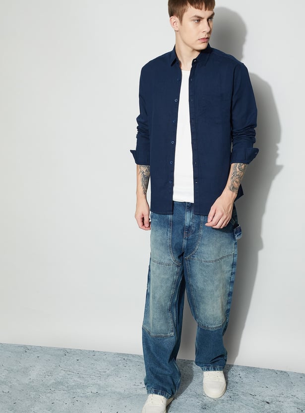 FAME FOREVER Solid Slim Fit Shirt