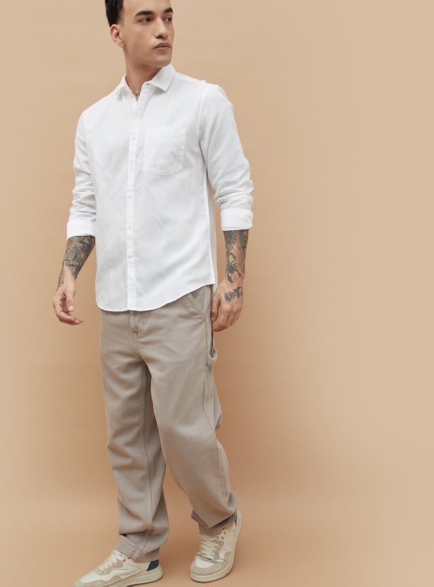 FAME FOREVER Solid Slim Fit Shirt