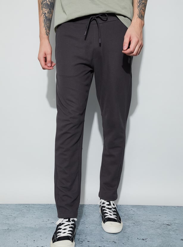 FAME FOREVER Solid Slim Fit Track Pants