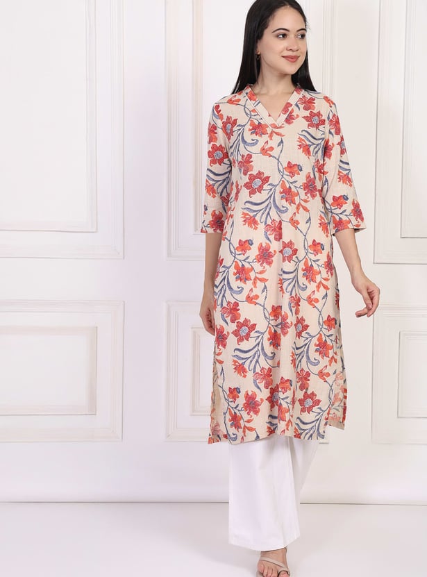 W Floral Print Straight Kurta