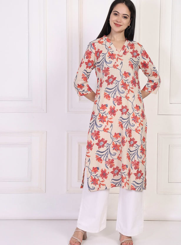 W Floral Print Straight Kurta