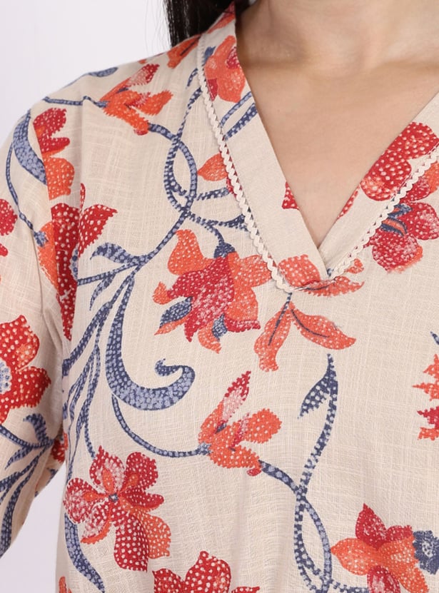 W Floral Print Straight Kurta