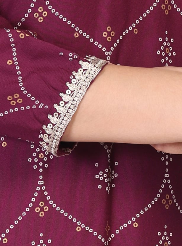 W Bandhani Print Straight Kurta Set