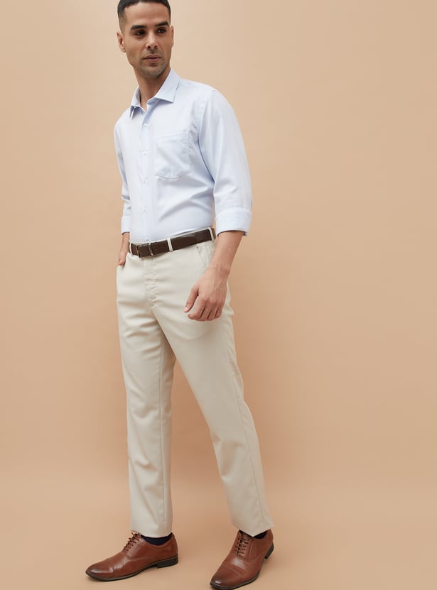 CODE Textured Slim Tapered Formal Trousers