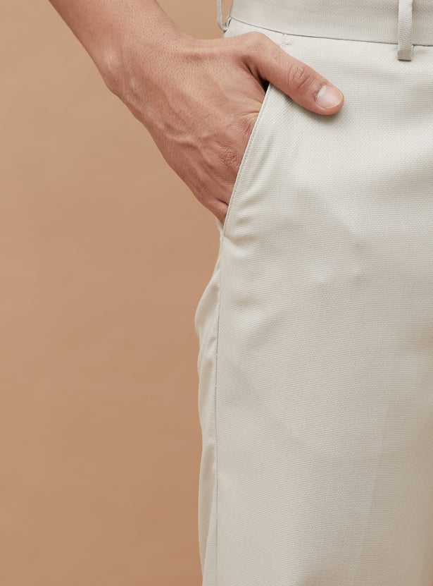 CODE Textured Slim Tapered Formal Trousers