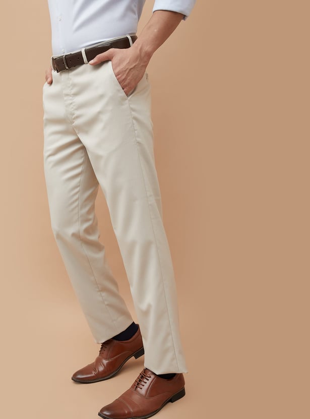 CODE Textured Slim Tapered Formal Trousers