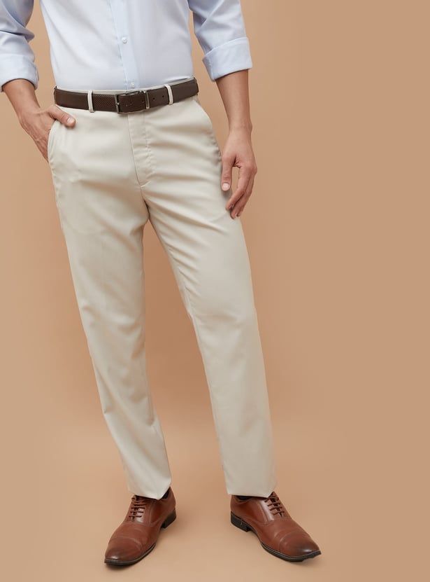 CODE Textured Slim Tapered Formal Trousers