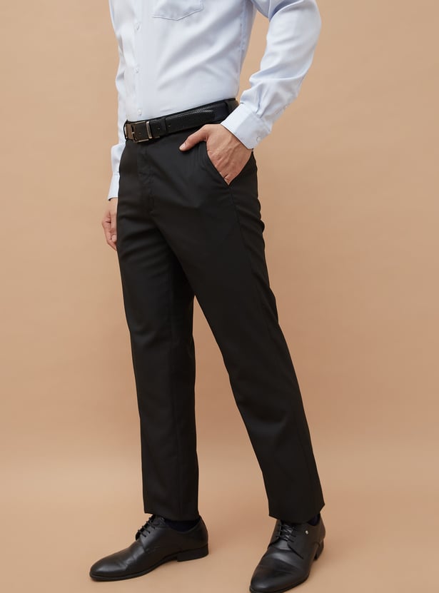 CODE Textured Slim Tapered Formal Trousers
