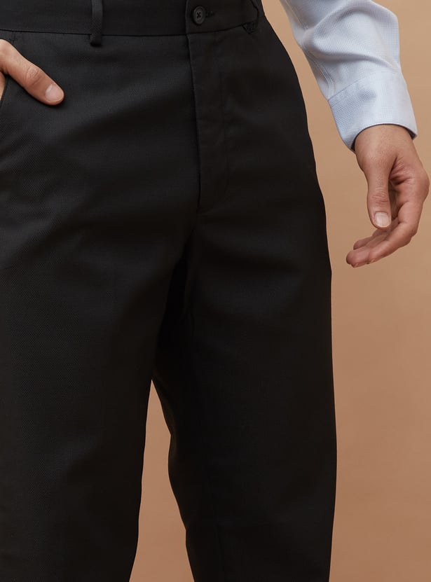 CODE Textured Slim Tapered Formal Trousers