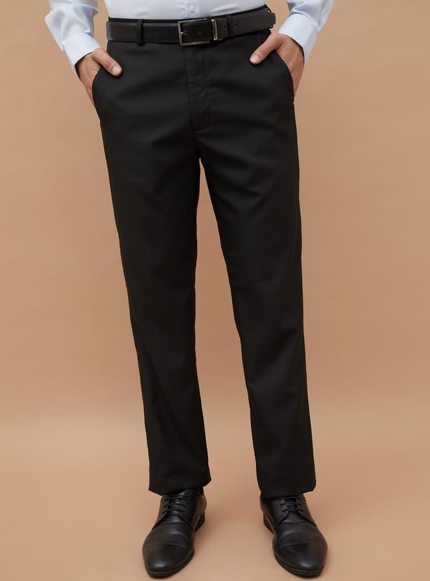 CODE Textured Slim Tapered Formal Trousers