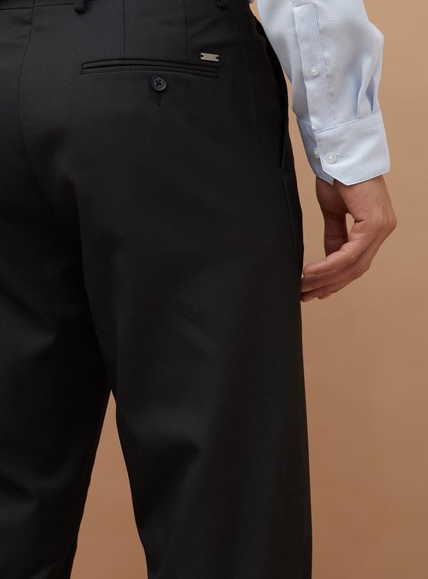 CODE Textured Slim Tapered Formal Trousers