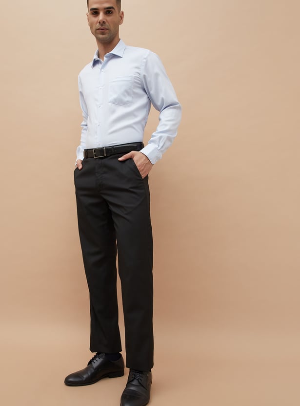 CODE Textured Slim Tapered Formal Trousers