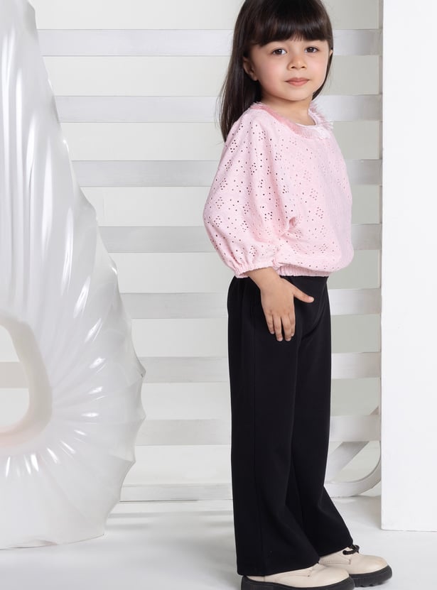 PEPPERMINT Girls Schiffli Blouson Top with Trousers