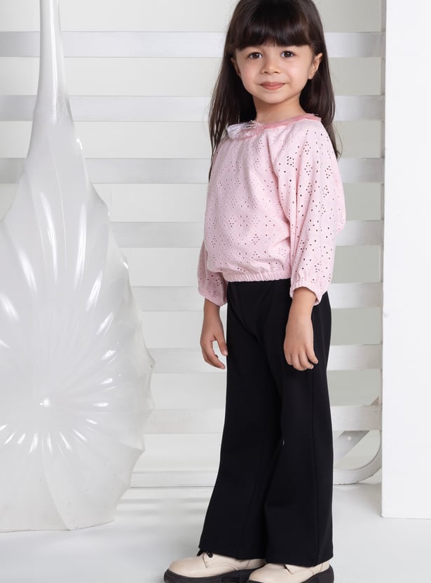 PEPPERMINT Girls Schiffli Blouson Top with Trousers