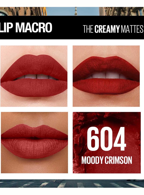 MAYBELLINE NEW YORK Color Sensational Creamy Matte Lipstick - 604 Moody Crimson - 3.9g