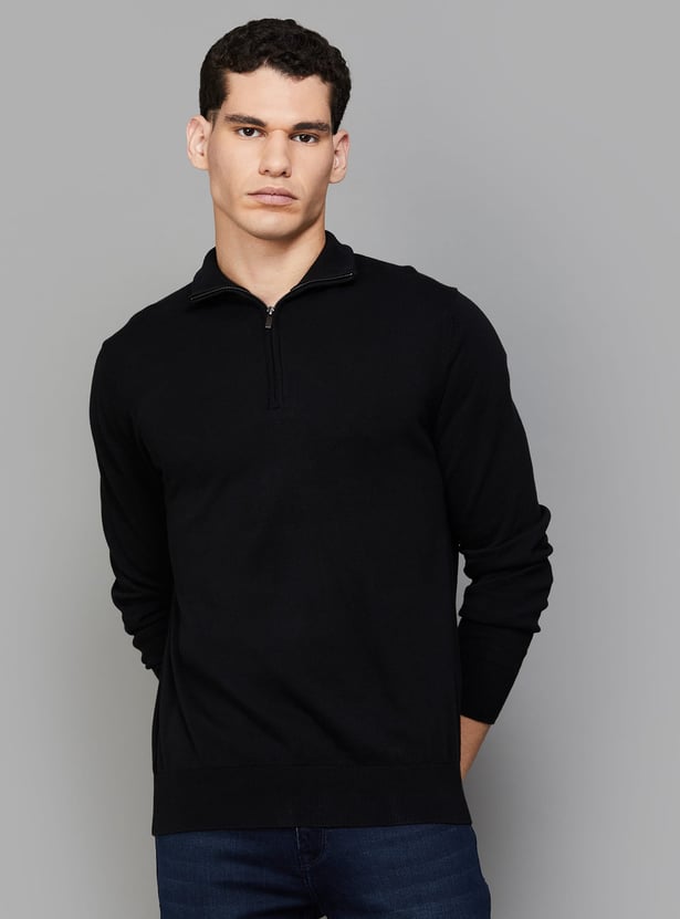 CELIO Solid Mock Collar Sweater