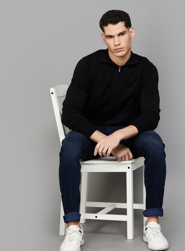 CELIO Solid Mock Collar Sweater