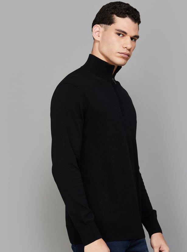 CELIO Solid Mock Collar Sweater