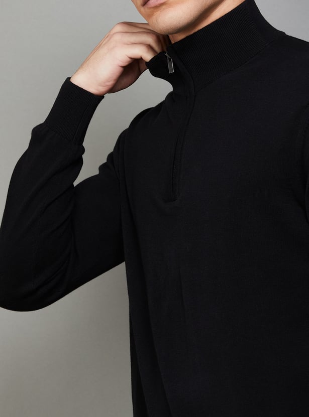 CELIO Solid Mock Collar Sweater
