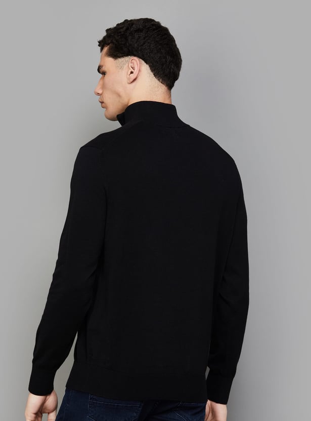 CELIO Solid Mock Collar Sweater