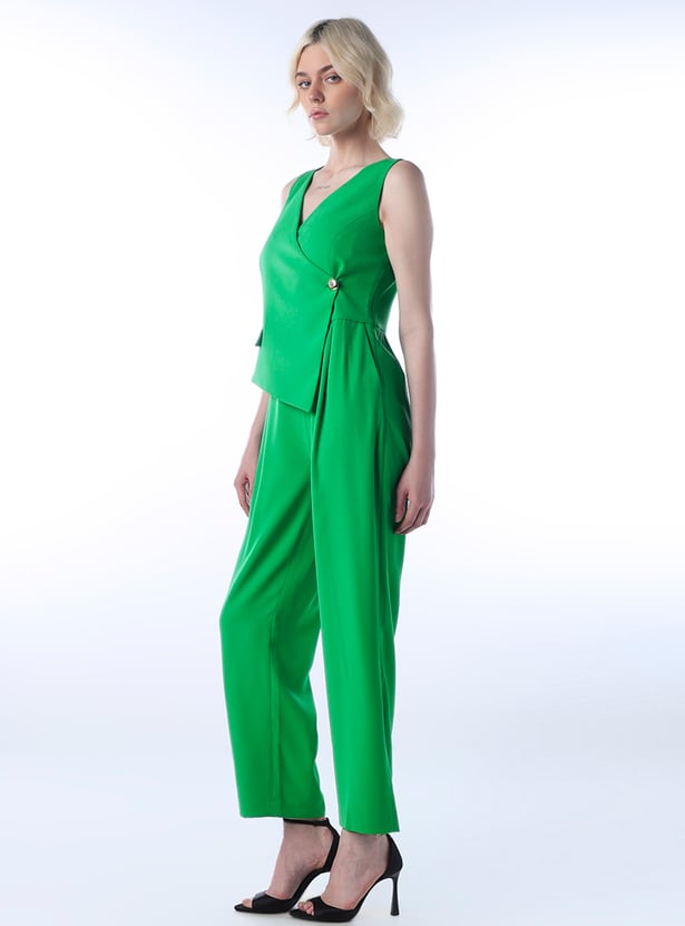 ONLY Solid Wrap Design Sleeveless Jumpsuit