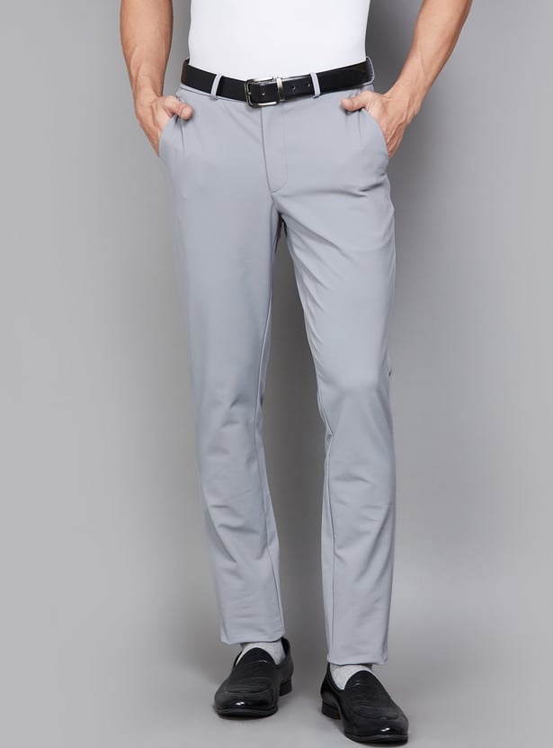 LOUIS PHILIPPE Solid Slim Tapered Formal Trousers
