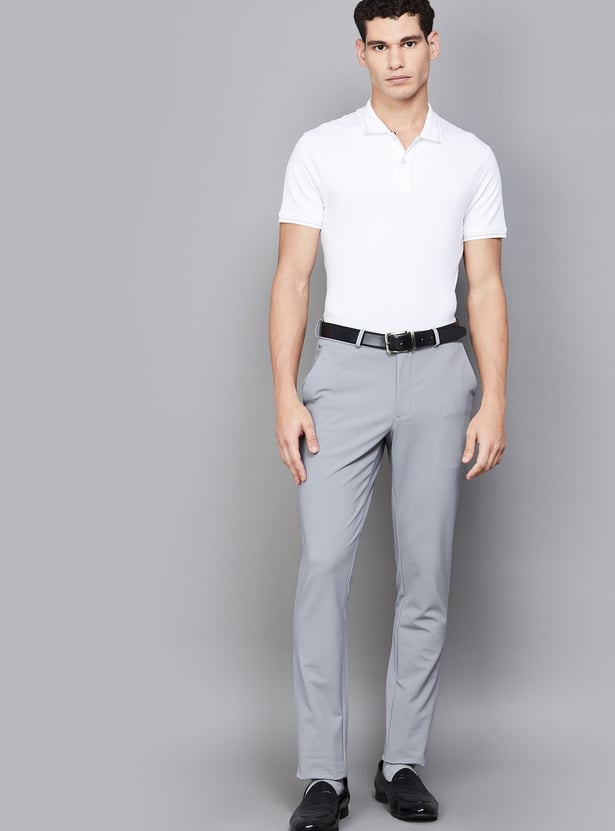 LOUIS PHILIPPE Solid Slim Tapered Formal Trousers