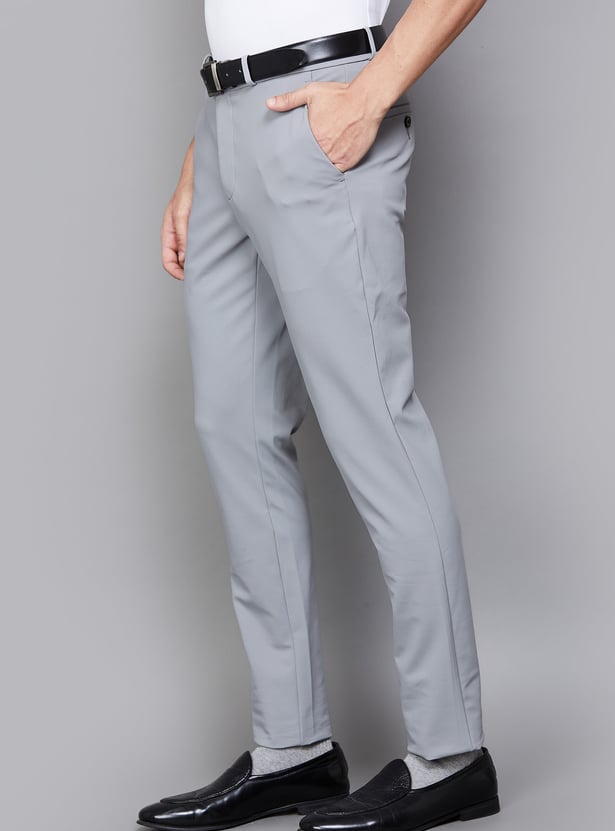 LOUIS PHILIPPE Solid Slim Tapered Formal Trousers