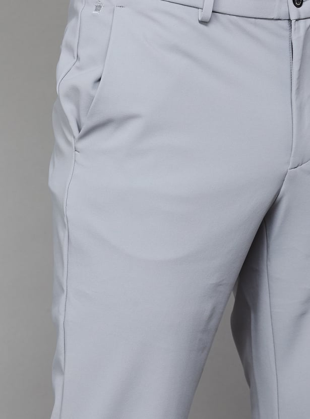 LOUIS PHILIPPE Solid Slim Tapered Formal Trousers