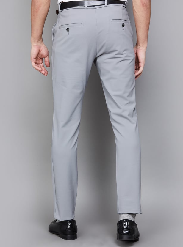 LOUIS PHILIPPE Solid Slim Tapered Formal Trousers