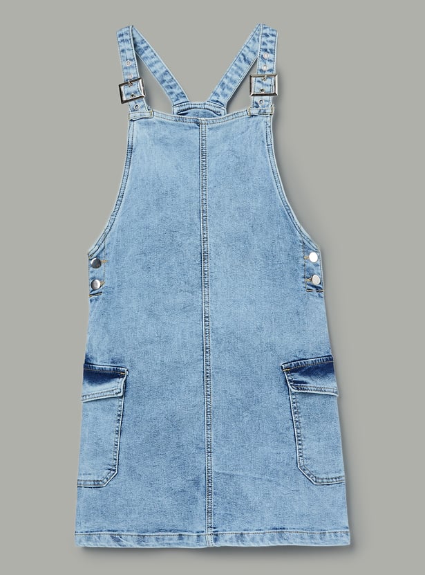 FAME FOREVER Girls Solid Dungaree with T-Shirt Set