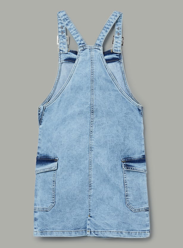 FAME FOREVER Girls Solid Dungaree with T-Shirt Set