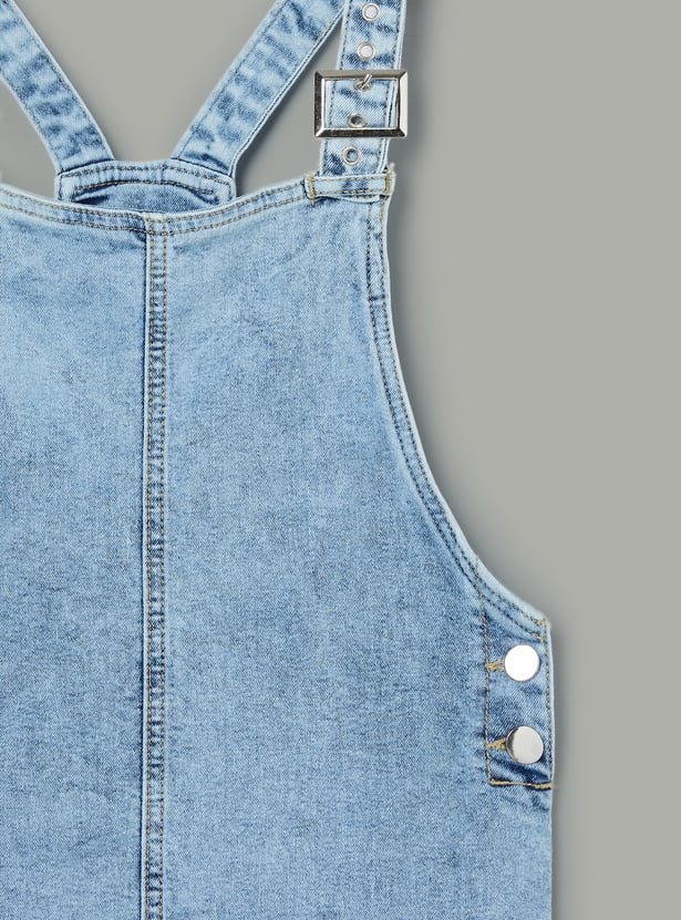 FAME FOREVER Girls Solid Dungaree with T-Shirt Set