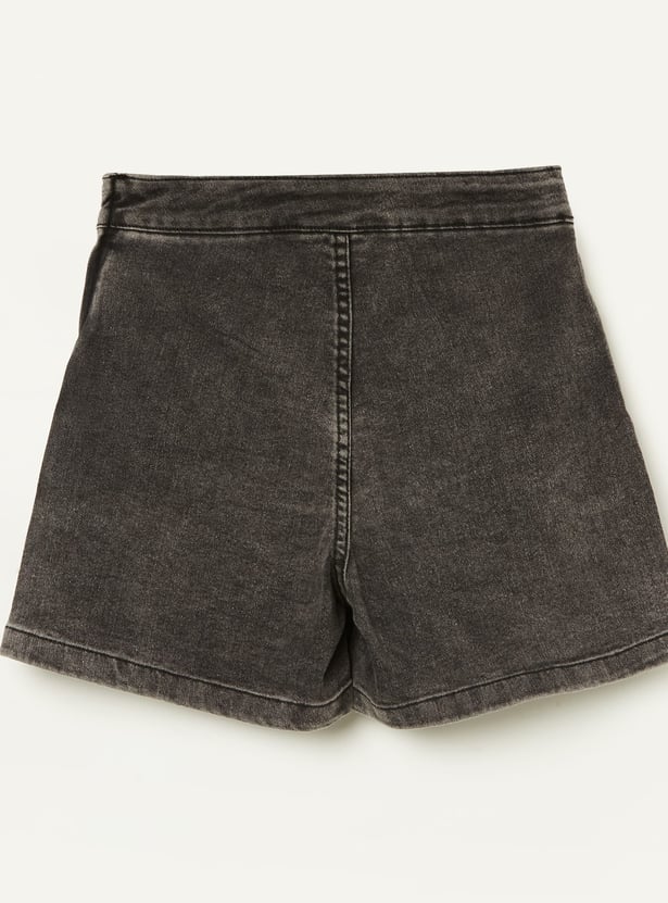 FAME FOREVER Girls Studded Denim Skort