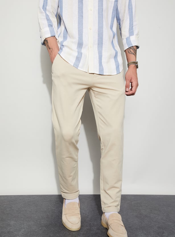 CODE Solid Slim Tapered Trousers
