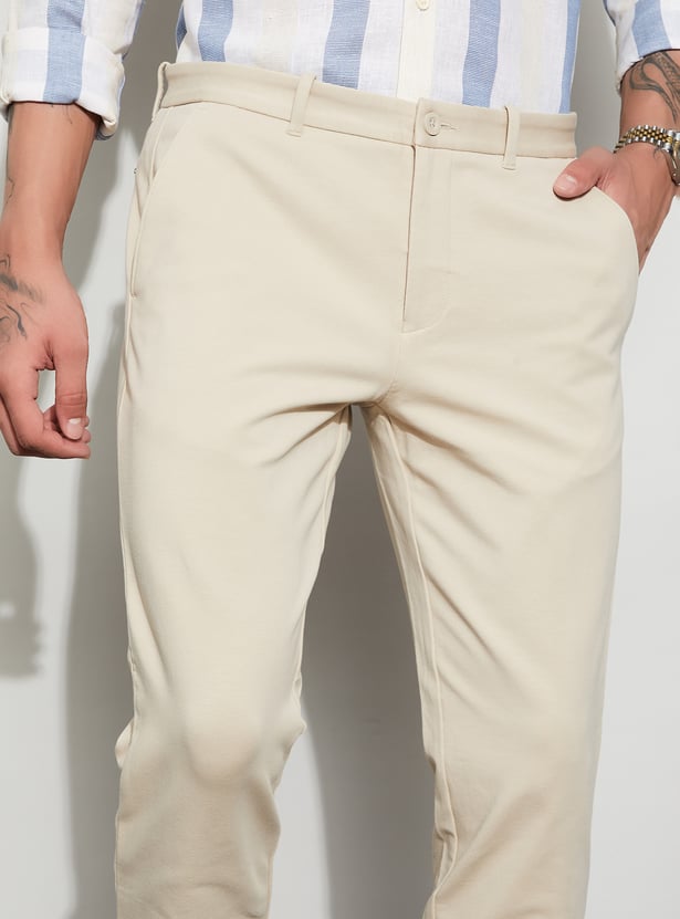 CODE Solid Slim Tapered Trousers