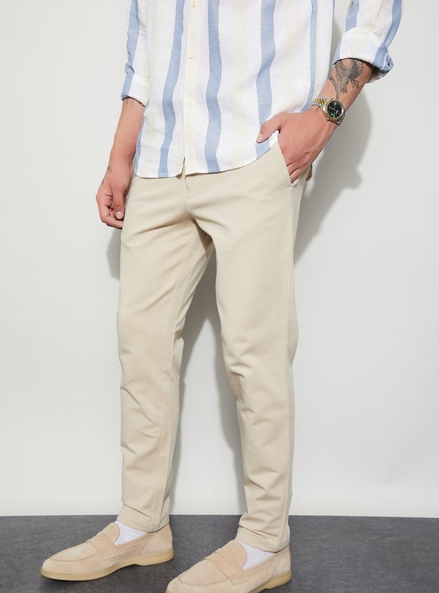 CODE Solid Slim Tapered Trousers