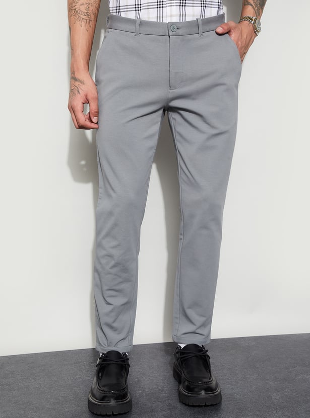 CODE Solid Slim Tapered Trousers