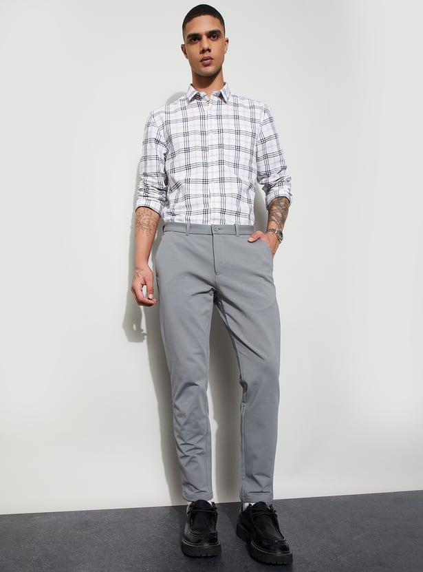CODE Solid Slim Tapered Trousers