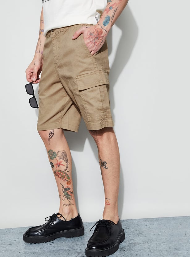 FAME FOREVER Solid Cargo Shorts
