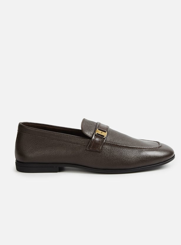 LOUIS PHILIPPE Grain Leather Slip-On Shoes