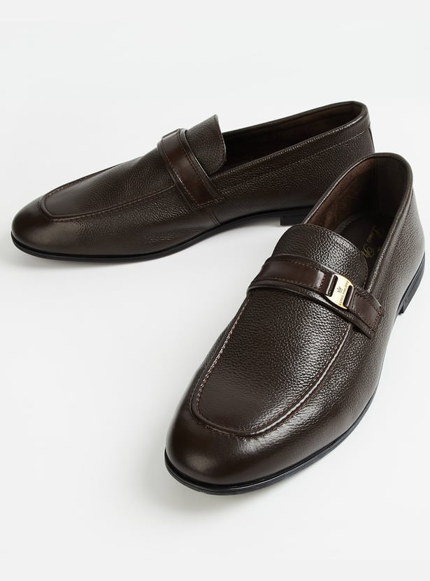 LOUIS PHILIPPE Grain Leather Slip-On Shoes