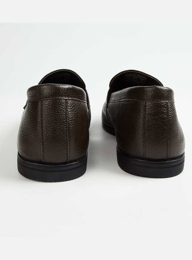 LOUIS PHILIPPE Grain Leather Slip-On Shoes