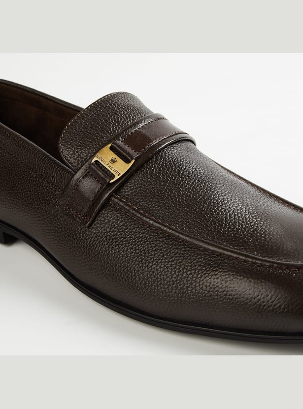 LOUIS PHILIPPE Grain Leather Slip-On Shoes